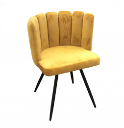 Chaise Ariel revêtement en velours - Jaune