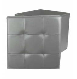 Coffre pouf pliable capitonné - Gris