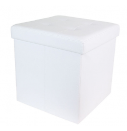 Coffre pouf pliable capitonné - Blanc