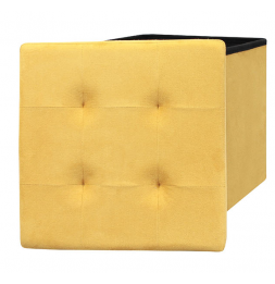 Coffre pouf pliable Suédine - Jaune