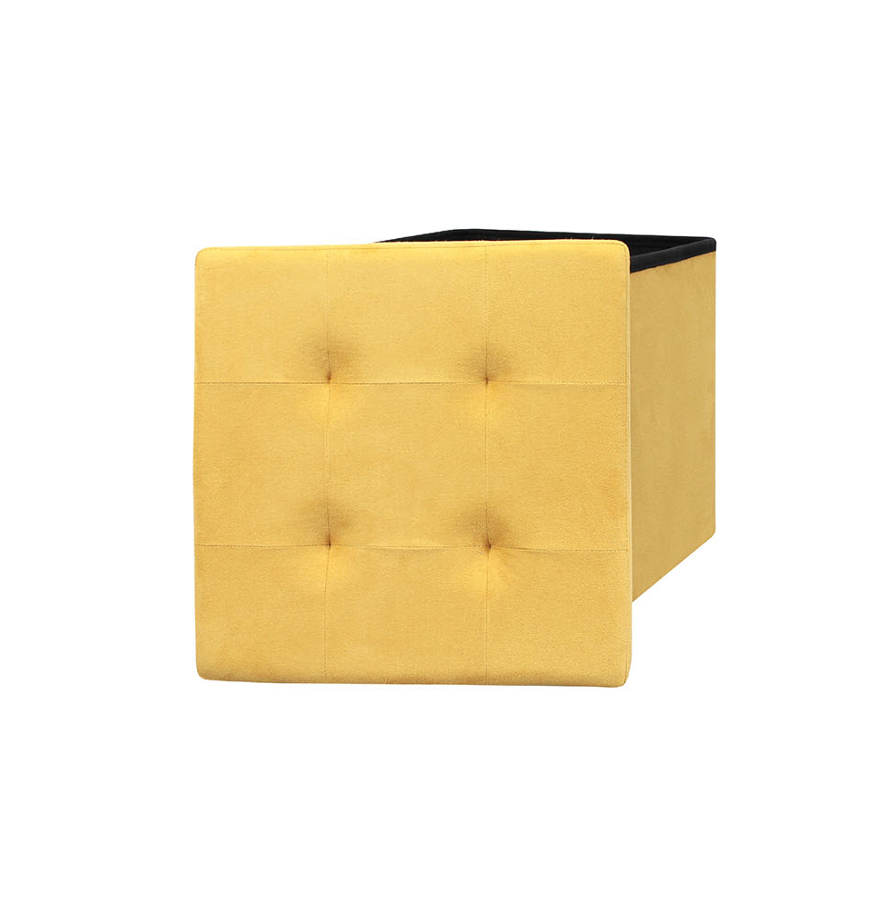 Coffre pouf pliable Suédine - Jaune