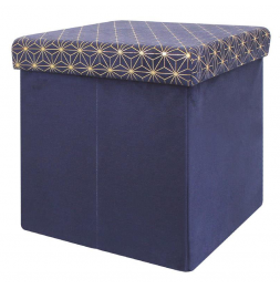 Coffre pouf pliable imprimé - Bleu
