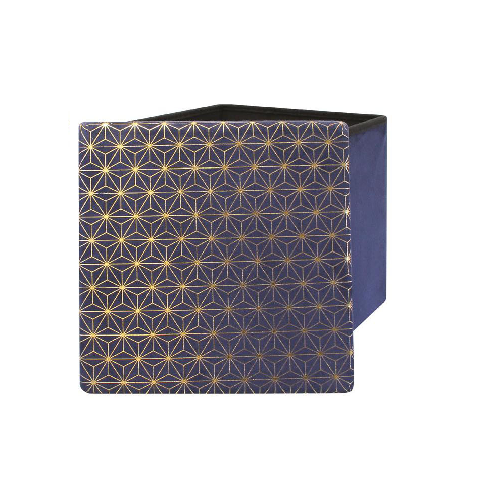 Coffre pouf pliable imprimé - Bleu