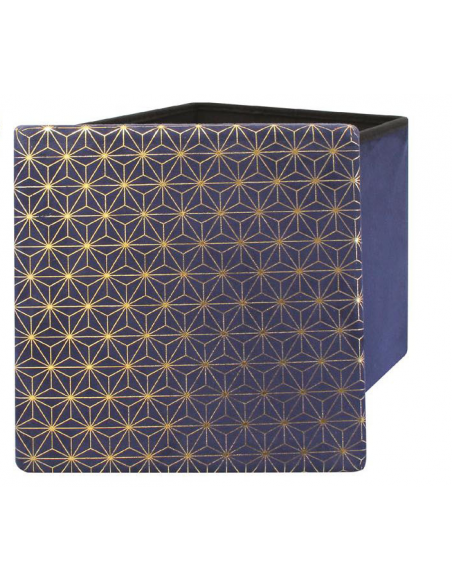 Coffre pouf pliable imprimé - Bleu