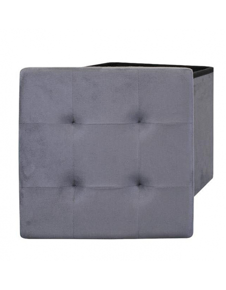 Coffre pouf pliable Suédine - Gris foncé