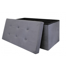 Coffre banc pliable Suédine - Gris foncé