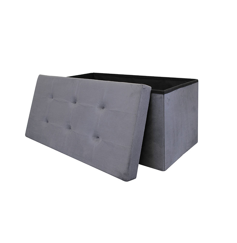 Coffre banc pliable Suédine - Gris foncé