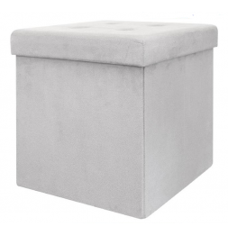 Coffre pouf pliable Suédine - Gris clair