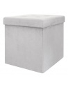 Coffre pouf pliable Suédine - Gris clair
