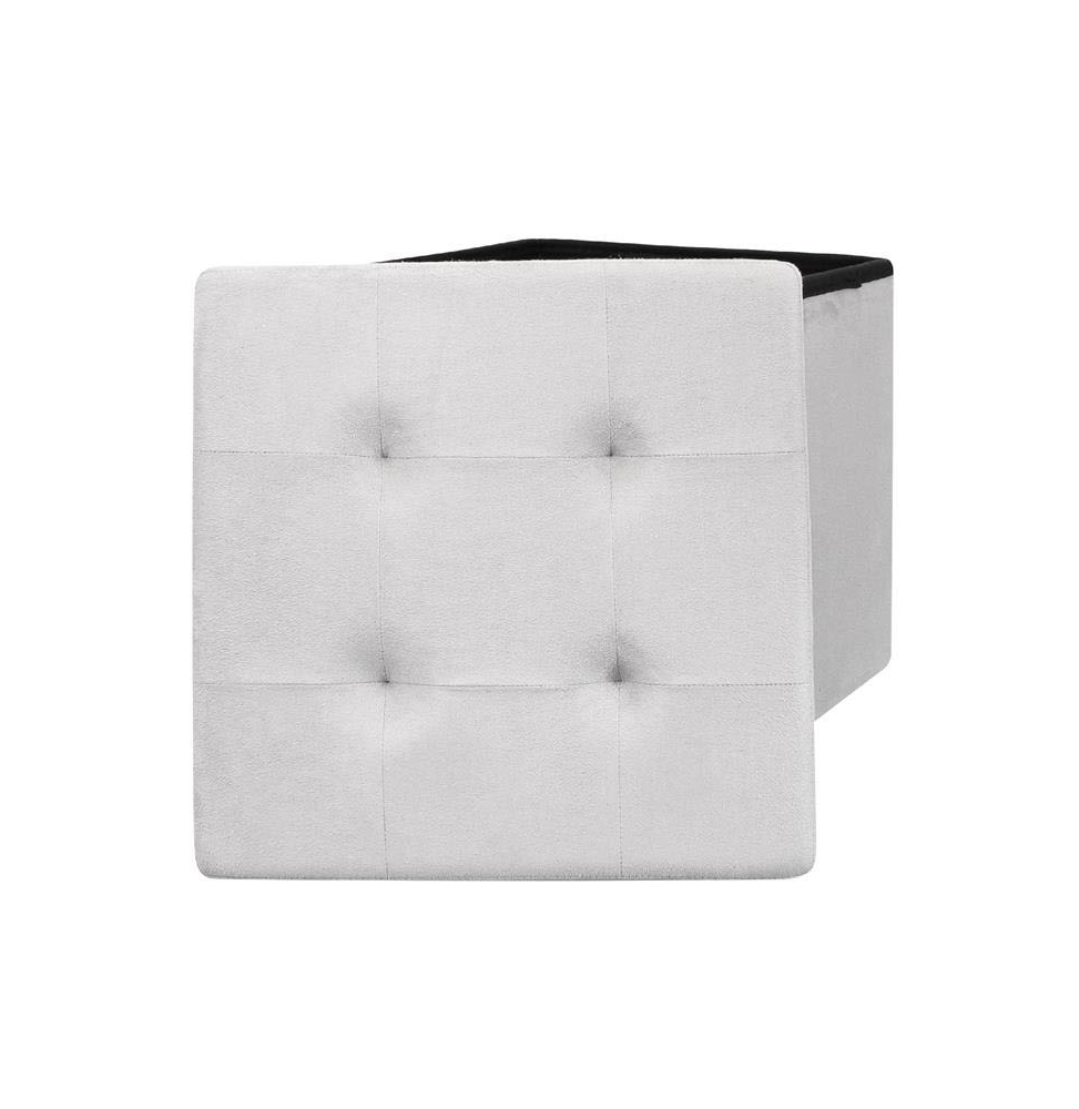 Coffre pouf pliable Suédine - Gris clair