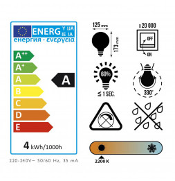 Ampoule décorative HAPPY - Blanc chaud - LED E27 4W equivalent 18W