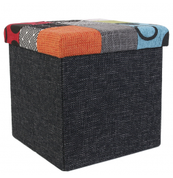 Coffre pouf pliable Patchwork - Multicolore