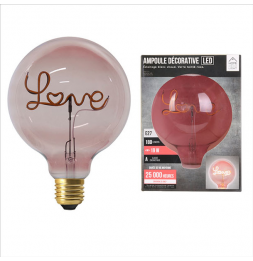 Ampoule décorative LOVE - Rose - LED E27 4W equivalent 19W