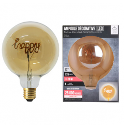 Ampoule décorative HAPPY - Blanc chaud - LED E27 4W equivalent 18W