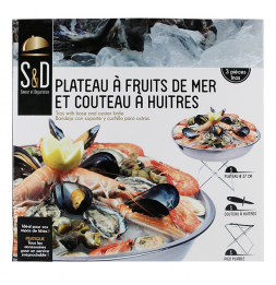 Plateau de présentation fruits et mer incluant pied et couteau à huitres