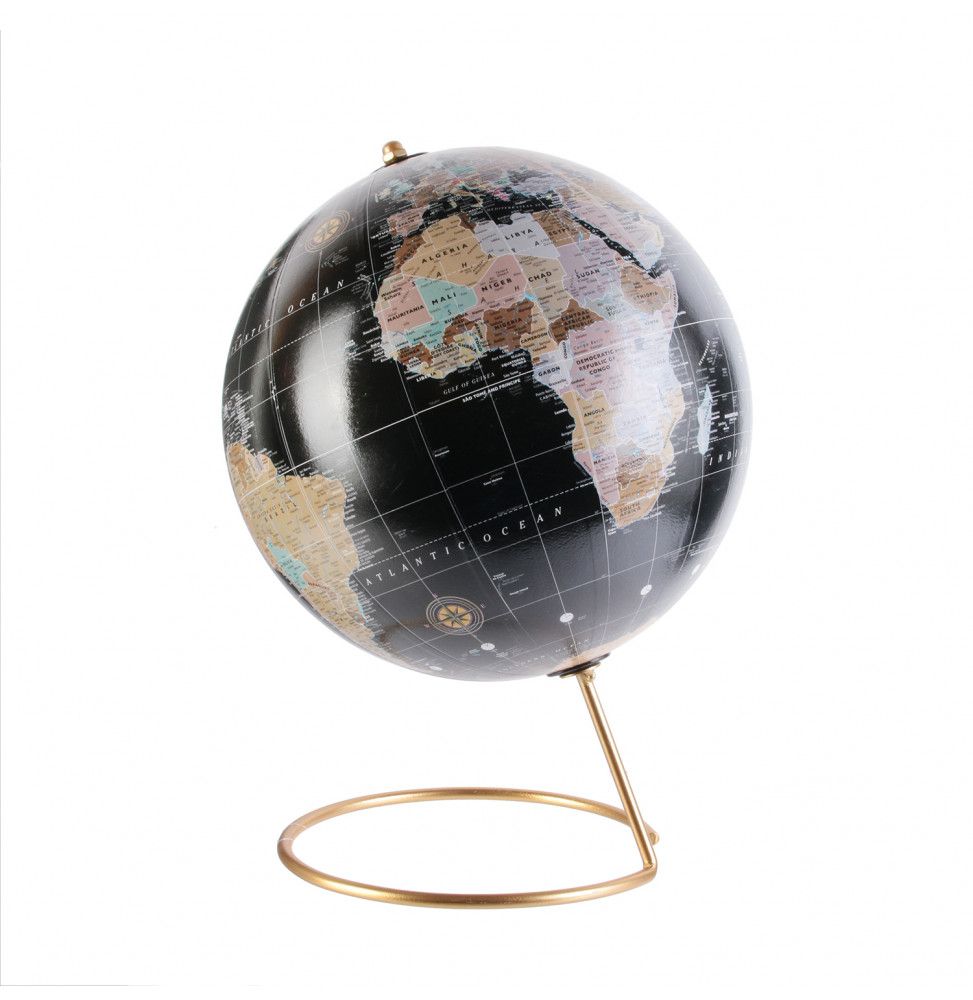 Globe terrestre - Noir et or - D 21 cm - Décoration bureau