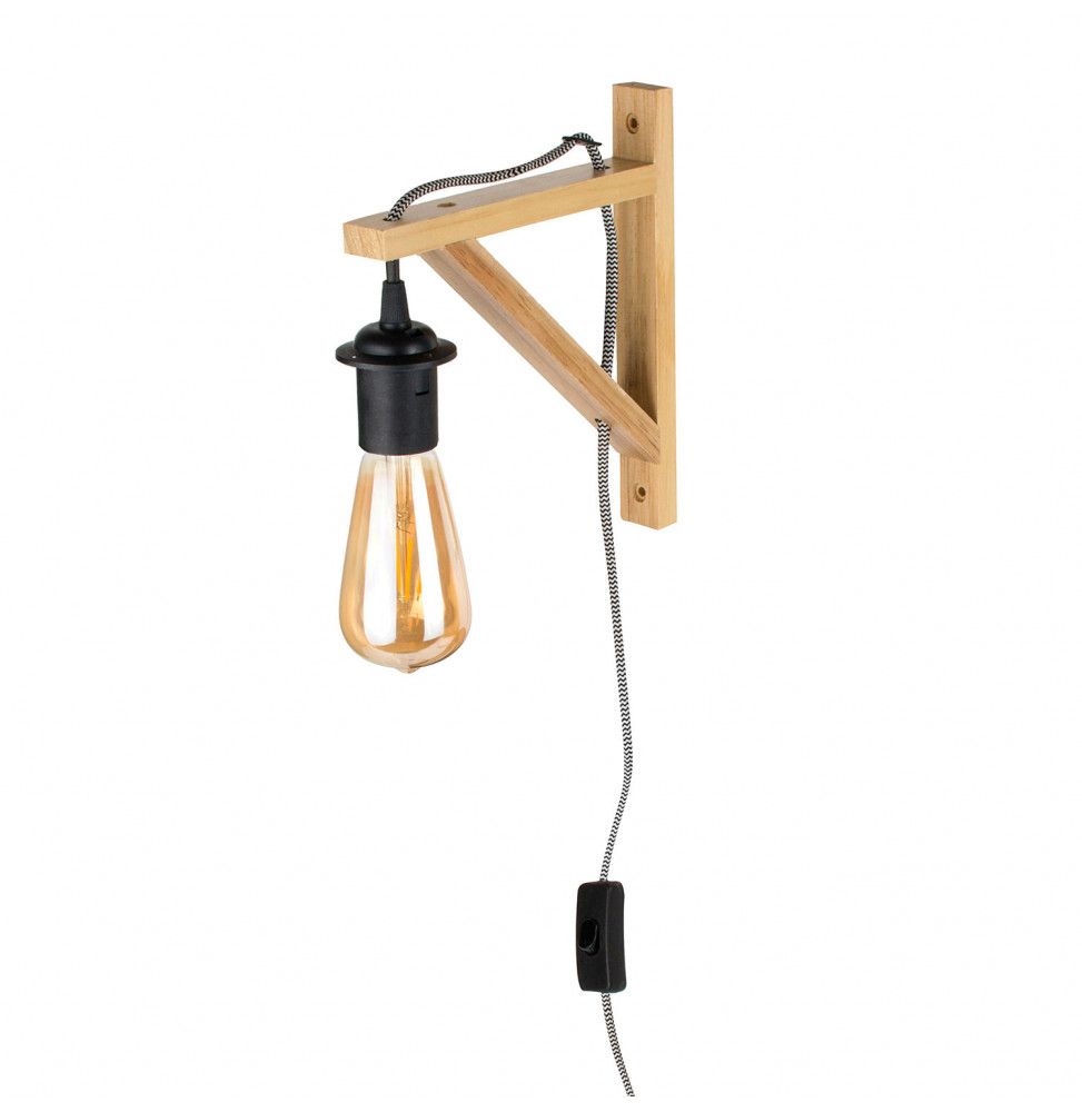 Applique murale - Bois et fil noir - Luminaire