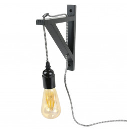 Applique murale - Bois noir et cable noir - Luminaire suspendu