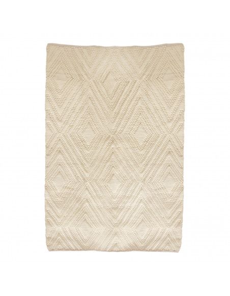 Tapis en coton blanc cassé - Motifs graphiques - 120 x 170 cm