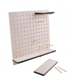Tableau perforé mural à personnaliser - 3 tablettes modulables - 40 x 40 cm