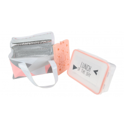 Lunch bag - Scandinave rose et gris pastel - Lunch box et pain de glace inclus