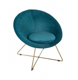 Fauteuil velours bleu -...