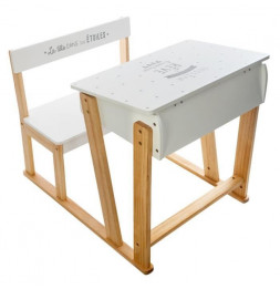 Pupitre d'écriture en bois avec assise et bureau - Blanc - Meuble pour enfant