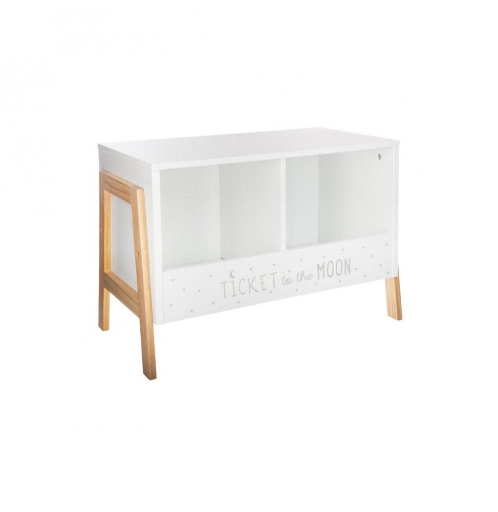 Double casier de rangement en bois avec pieds - Blanc