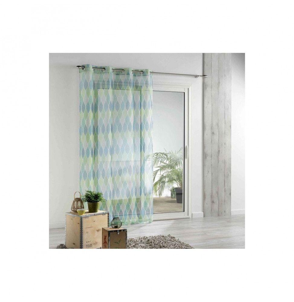 Panneau à oeillets - 140 x 240 cm - Voile imprimé transfert - Winter green - Vert et bleu