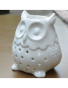 Brûle parfum Hibou - L 10 x l 10 x H 8 cm - Blanc