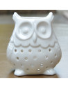 Brûle parfum Hibou - L 10 x l 10 x H 8 cm - Blanc