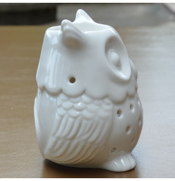 Brûle parfum Hibou - L 10 x l 10 x H 8 cm - Blanc