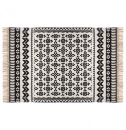 Tapis en coton - Noir et blanc - 120 x 170 cm