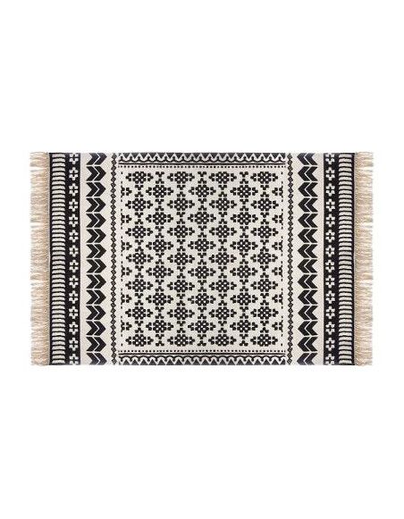 Tapis en coton - Noir et blanc - 120 x 170 cm