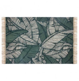 Tapis en coton à franges - Vert jungle - 120 x 170 cm
