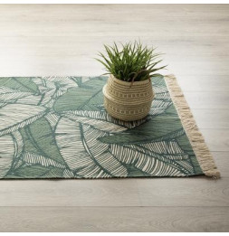 Tapis en coton à franges - Vert jungle - 120 x 170 cm