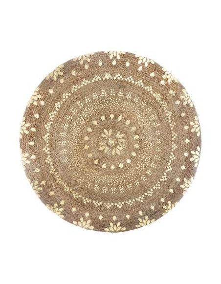 Tapis rond en jute - Beige et doré - D 115 cm