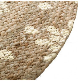 Tapis rond en jute - Beige et doré - D 115 cm