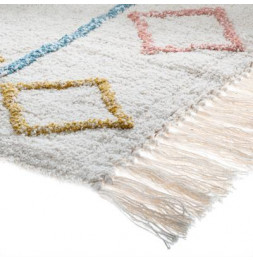Tapis en coton à franges - Multicolore - 120 x 170 cm