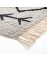 Tapis en coton à franges - Noir et blanc - 120 x 170 cm