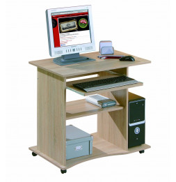 Bureau compact à roulettes - Durini - Desserte informatique en bois