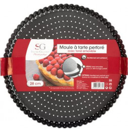 Plat à tarte perforé et fond amovible - D 28 x H 3 cm - Métal