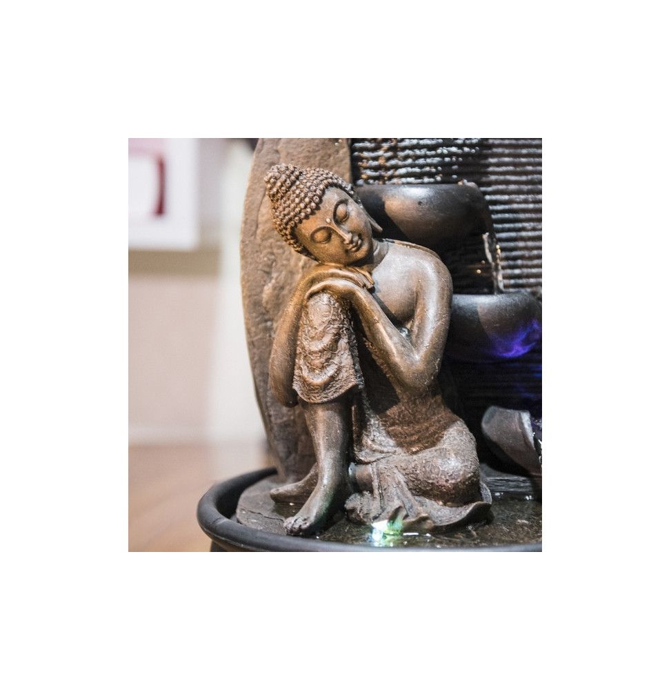 Statuette décorative Bouddha Thaï penseur - L 13 x l 12 x H 18 cm