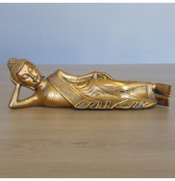 Statuette décorative Bouddha couché - L 20 x l 13 x H 5 cm - Doré