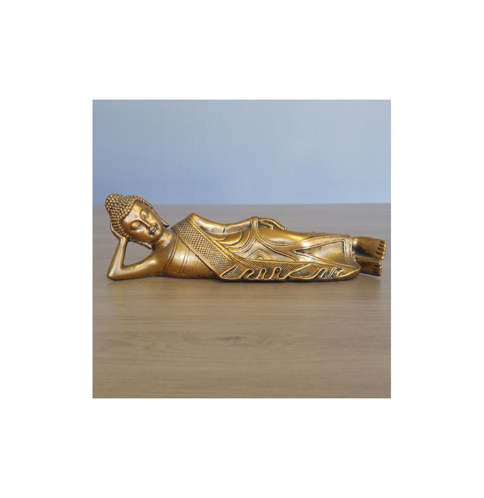 Statuette décorative Bouddha couché - L 20 x l 13 x H 5 cm - Doré