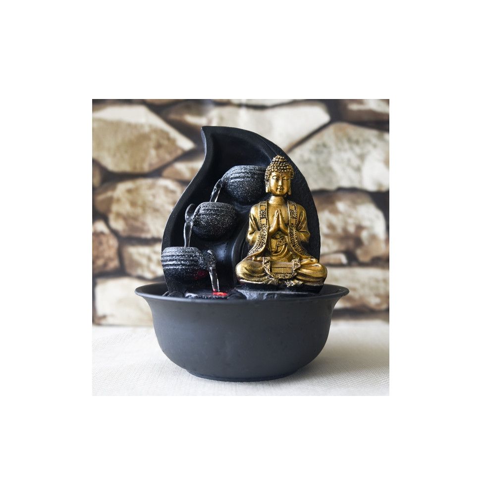 Fontaine Bouddha Praya - D 20 x H 22 cm - Polyrésine