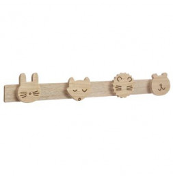 Patère murale animaux - L 55 x l 4,8 x H 8,5 cm - Beige