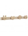 Patère murale animaux - L 55 x l 4,8 x H 8,5 cm - Beige