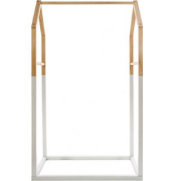 Penderie maison en bois - L 60 x l 37 x H 100 cm - Blanc et Beige