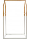 Penderie maison en bois - L 60 x l 37 x H 100 cm - Blanc et Beige